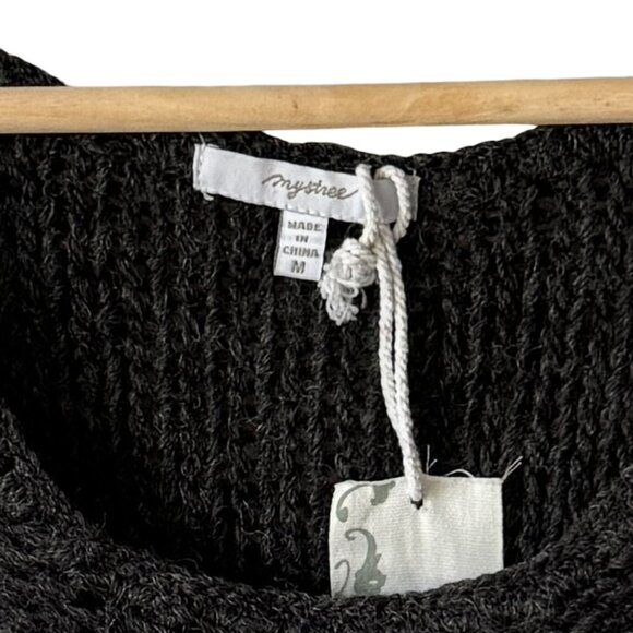 Mystree Wool Blend Fringed Gray Sweater Vest Distressed Whimsy Goth Edgy Alt Md - Picture 10 of 10